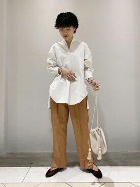 「ビッグシャツ」｜「アイテム（バレエシューズ）」を使った、ADAM ET ROPE' STAFFさん（レディース・160cm）の夏コーディネート