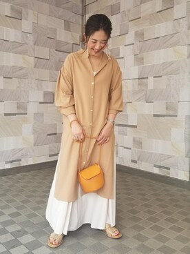 「シャツワンピース」｜「アイテム（その他）」を使った、ADAM ET ROPE' STAFFさん（レディース・154cm）の夏コーディネート