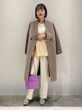 「ホワイトパンツ」｜「アイテム（ジャケット/アウター）」を使った、ADAM ET ROPE' STAFFさん（レディース・163cm）の秋コーディネート
