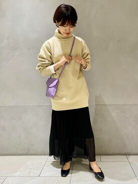【ADAM ET ROPÉ】 カットジャガードドットプリーツスカート ADAM ET ROPE'（アダムエロペ）の「カットジャガードドット