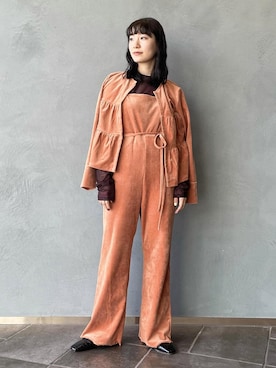 「アイテム（カーディガン/ボレロ、オレンジ系）」を使った、ADAM ET ROPE' STAFFさん（レディース・156cm）の秋コーディネート