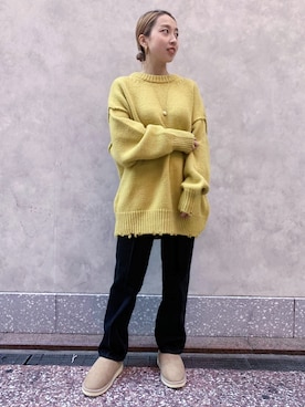 「イエロー」｜「アイテム（ブーツ）」を使った、ADAM ET ROPE' STAFFさん（レディース・152cm）の秋コーディネート