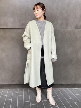 「ミントグリーン」｜「アイテム（その他アウター）」を使った、ADAM ET ROPE' STAFFさん（レディース・160cm）の冬コーディネート