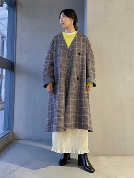 「プリーツ」｜ADAM ET ROPE' STAFFさん（レディース・163cm）の冬コーディネート