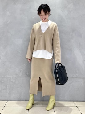 「アイテム（ブーツ、グリーン系）」を使った、ADAM ET ROPE' STAFFさん（レディース・163cm）の冬コーディネート