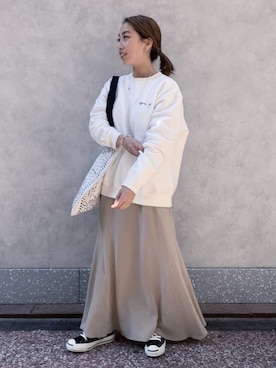 「アイテム（バッグ、ホワイト系）」を使った、ADAM ET ROPE' STAFFさん（レディース・152cm）の冬コーディネート