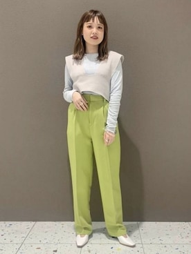 「スラックスパンツ」｜ADAM ET ROPE' STAFFさん（レディース・153cm）の冬コーディネート