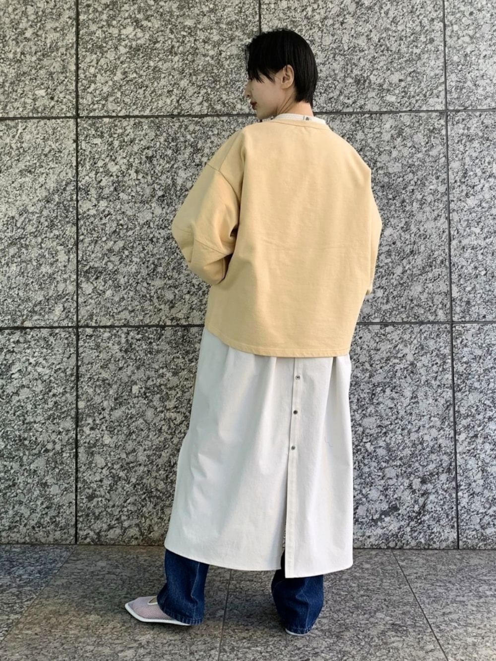 ⭐️アダムエロペ バックオープンバンドカラーワンピース イエロー Adam et Rope' - アダムエロペ バックオープンバンドカラー
