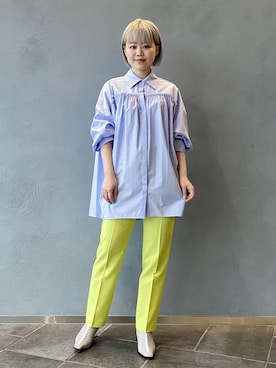 「スラックスパンツ」｜ADAM ET ROPE' STAFFさん（レディース・157cm）の春コーディネート