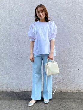 「袖ボリューム」｜「アイテム（バレエシューズ）」を使った、ADAM ET ROPE' STAFFさん（レディース・160cm）の春コーディネート