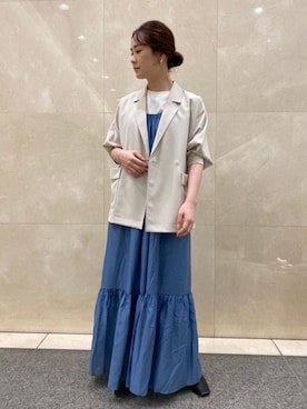 「キャミソールワンピ」｜「アイテム（ワンピース/ドレス）」を使った、ADAM ET ROPE' STAFFさん（レディース・158cm）の春コーディネート