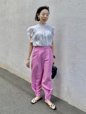 「フリルトップス」｜ADAM ET ROPE' STAFFさん（レディース・160cm）の春コーディネート