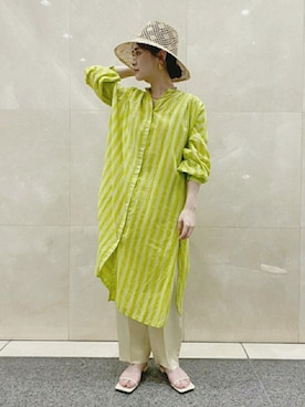 「シャツワンピ」｜ADAM ET ROPE' STAFFさん（レディース・158cm）の夏コーディネート