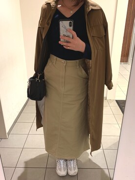 「OLIVE des OLIVE（オリーブデオリーブ）のアイテム（ステンカラーコート）」を使った、RiNさん（レディース・165cm）の秋コーディネート