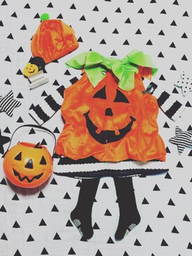 「カボチャコーデ🎃」｜kumakumaさん（キッズ・70cm）の秋コーディネート