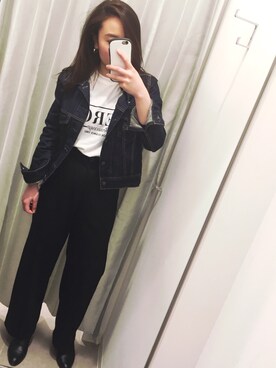 「リエディ」｜「アイテム（デニムジャケット）」を使った、Risaさん（レディース・158cm）の春コーディネート