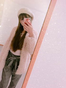 「AS KNOW AS plus（アズノゥアズプラス）のアイテム（ハンチング/ベレー帽）」を使った、愛林さん（レディース・157cm）の冬コーディネート