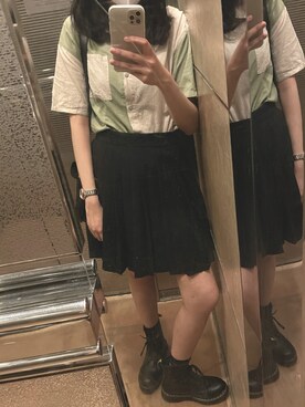 「Dr. Martens（ドクターマーチン）のDr.ﾏｰﾁﾝ　1460　8ホール（ブーツ）」を使った、AU ‘s fit of todayさん（レディース・160cm）の冬コーディネート