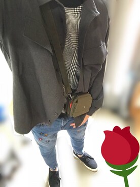 「niko and...（ニコアンド）のアイテム（PC・スマホグッズ/家電）」を使った、すみっこおにぎりさん（メンズ・174cm）の冬コーディネート