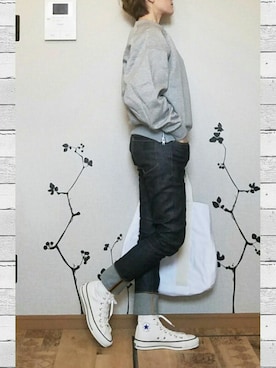 「EN ROUTE（アンルート）のアイテム（スウェット）」を使った、N.さん（レディース・154cm）の冬コーディネート