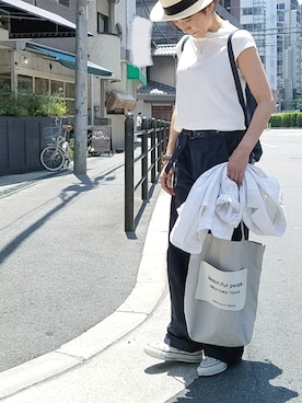 「DOUBLE STANDARD CLOTHING（ダブルスタンダードクロージング）のアイテム（チノパンツ）」を使った、N.さん（レディース・154cm）の夏コーディネート