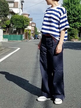 「DOUBLE STANDARD CLOTHING（ダブルスタンダードクロージング）のアイテム（チノパンツ）」を使った、N.さん（レディース・154cm）の夏コーディネート