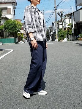 「DOUBLE STANDARD CLOTHING（ダブルスタンダードクロージング）のアイテム（チノパンツ）」を使った、N.さん（レディース・154cm）の夏コーディネート
