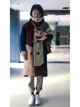 「TYAKASHAのアイテム（モッズコート）」を使った、希姨さん（レディース・165cm）の冬コーディネート