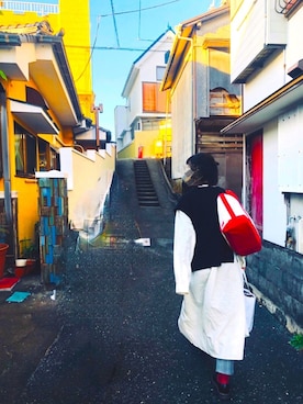 「海」｜「アイテム（シャツワンピース）」を使った、shoさん（レディース・162cm）の冬コーディネート
