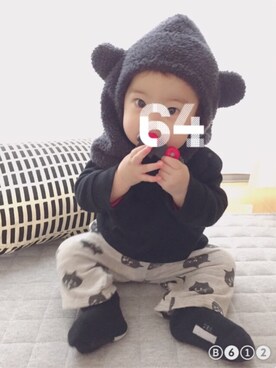 「にゃー（ニャー）のアイテム（パンツ）」を使った、hana‧✧̣̥̇‧さん（キッズ・60cm）の冬コーディネート