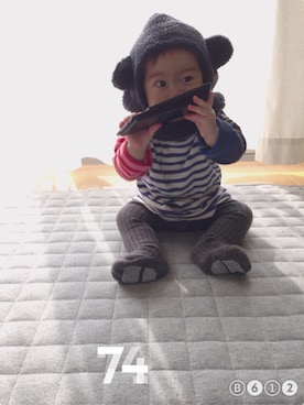 「DENIM DUNGAREE（デニムダンガリー）のアイテム（Tシャツ/カットソー、その他）」を使った、hana‧✧̣̥̇‧さん（キッズ）の冬コーディネート