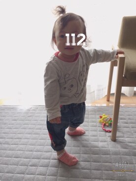 「REDDY APPLESEED（レディーアップルシード）のアイテム」を使った、hana‧✧̣̥̇‧さん（キッズ・70cm）の春コーディネート