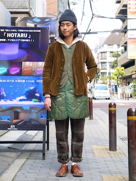 「DEMARCOLAB（デマルコラブ）のアイテム」を使った、唯家 Vegaさん（メンズ・177cm）の春コーディネート