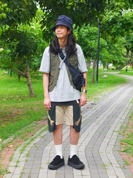 「WISDOM APPAREL（ウィズドムアパレル）のアイテム」を使った、唯家 Vegaさん（メンズ・177cm）の夏コーディネート