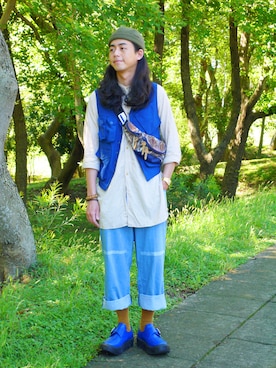 「WISDOM APPAREL（ウィズドムアパレル）のアイテム」を使った、唯家 Vegaさん（メンズ・177cm）の夏コーディネート