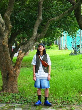 「WISDOM APPAREL（ウィズドムアパレル）のアイテム」を使った、唯家 Vegaさん（メンズ・177cm）の夏コーディネート