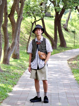 「KIJIMA TAKAYUKI」｜「アイテム（その他シューズ）」を使った、唯家 Vegaさん（メンズ・177cm）の夏コーディネート