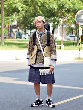 「SASQUATCHfabrix.（サスクワァッチファブリックス）のアイテム（カーゴパンツ）」を使った、唯家 Vegaさん（メンズ・177cm）の春コーディネート