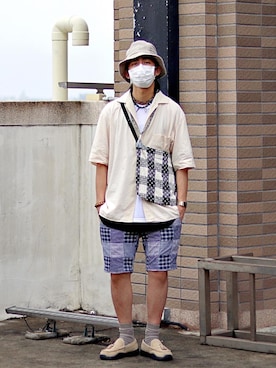「Undercoverism（アンダーカバイズム）のアイテム（キャップ）」を使った、唯家 Vegaさん（メンズ・177cm）の夏コーディネート