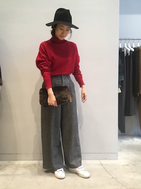 「EN ROUTE（アンルート）のアイテム（パンツ）」を使った、M.Kimさん（レディース・163cm）の冬コーディネート