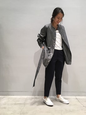 「EN ROUTE（アンルート）のアイテム（パンツ）」を使った、M.Kimさん（レディース・163cm）の冬コーディネート