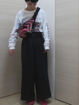 「アイテム（ボディバッグ/ウエストポーチ）」を使った、ルンさん（レディース・152cm）の秋コーディネート
