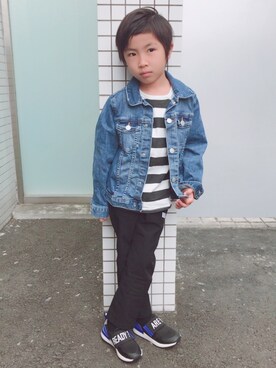 「ZARA（ザラ）のアイテム（スニーカー、ブラック系）」を使った、ＲeeeeeNさん（キッズ）の春コーディネート