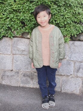 「NIKE（ナイキ）のアイテム（スニーカー、グリーン系）」を使った、ＲeeeeeNさん（キッズ）の秋コーディネート