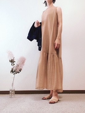 「シースルーワンピース」｜「アイテム（ジャケット/アウター）」を使った、あやさん（レディース・161cm）の秋コーディネート