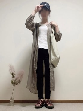 「アニエスベー」｜「アイテム（その他アウター）」を使った、あやさん（レディース・161cm）の夏コーディネート