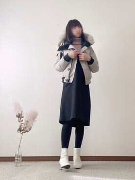 「アーバンリサーチ」｜「アイテム（ジャンパースカート）」を使った、あやさん（レディース・161cm）の冬コーディネート