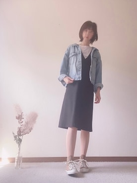 「URBAN RESEARCH ROSSO WOMEN（アーバンリサーチ　ロッソ）のアイテム（ジャンパースカート）」を使った、あやさん（レディース・161cm）の春コーディネート