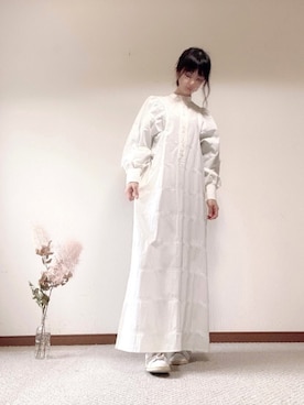 「バルーン袖」｜「アイテム（ワンピース/ドレス）」を使った、あやさん（レディース・161cm）の春コーディネート
