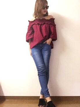 「GRL（グレイル）のベーシックスキニーデニムパンツ（デニムパンツ）」を使った、kaoriᙏ̤̫͚♡さん（レディース・158cm）の春コーディネート